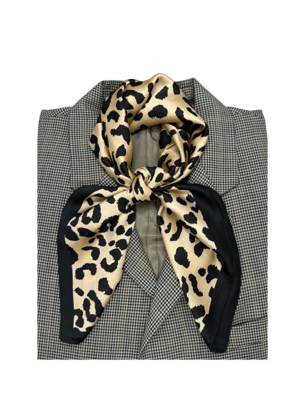 ✨Elegant Bandana Square Scarf Silky Satin Cheetah Print Leopard Head Neck New